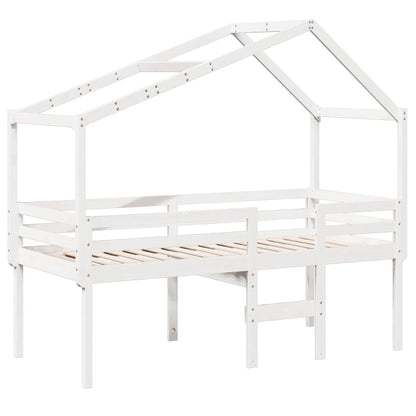 High Sleeper Bed without Mattress White 75x190 cm Small Single Solid Wood Pine