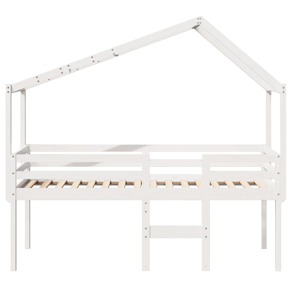 High Sleeper Bed without Mattress White 75x190 cm Small Single Solid Wood Pine