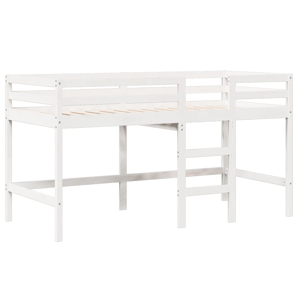 High Sleeper Bed without Mattress White 75x190 cm Small Single Solid Wood Pine