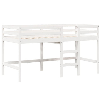 High Sleeper Bed without Mattress White 75x190 cm Small Single Solid Wood Pine