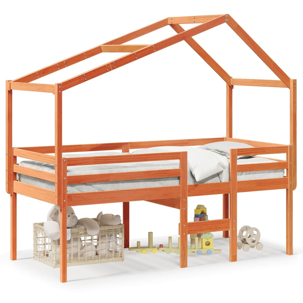 High Sleeper Bed without Mattress Wax Brown 75x190 cm Small Single Solid Wood Pine