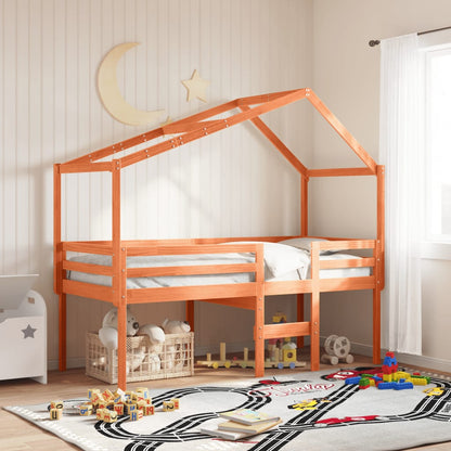 High Sleeper Bed without Mattress Wax Brown 75x190 cm Small Single Solid Wood Pine