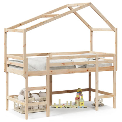 Loft Bed with Ladder and Roof without Mattress 80x200 cm