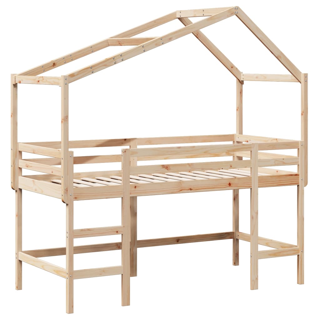 Loft Bed with Ladder and Roof without Mattress 80x200 cm