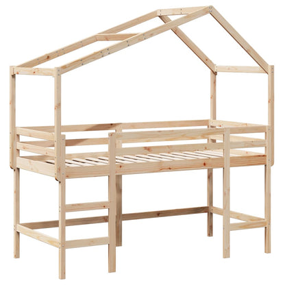 Loft Bed with Ladder and Roof without Mattress 80x200 cm