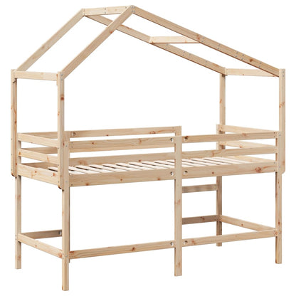 Loft Bed with Ladder and Roof without Mattress 80x200 cm