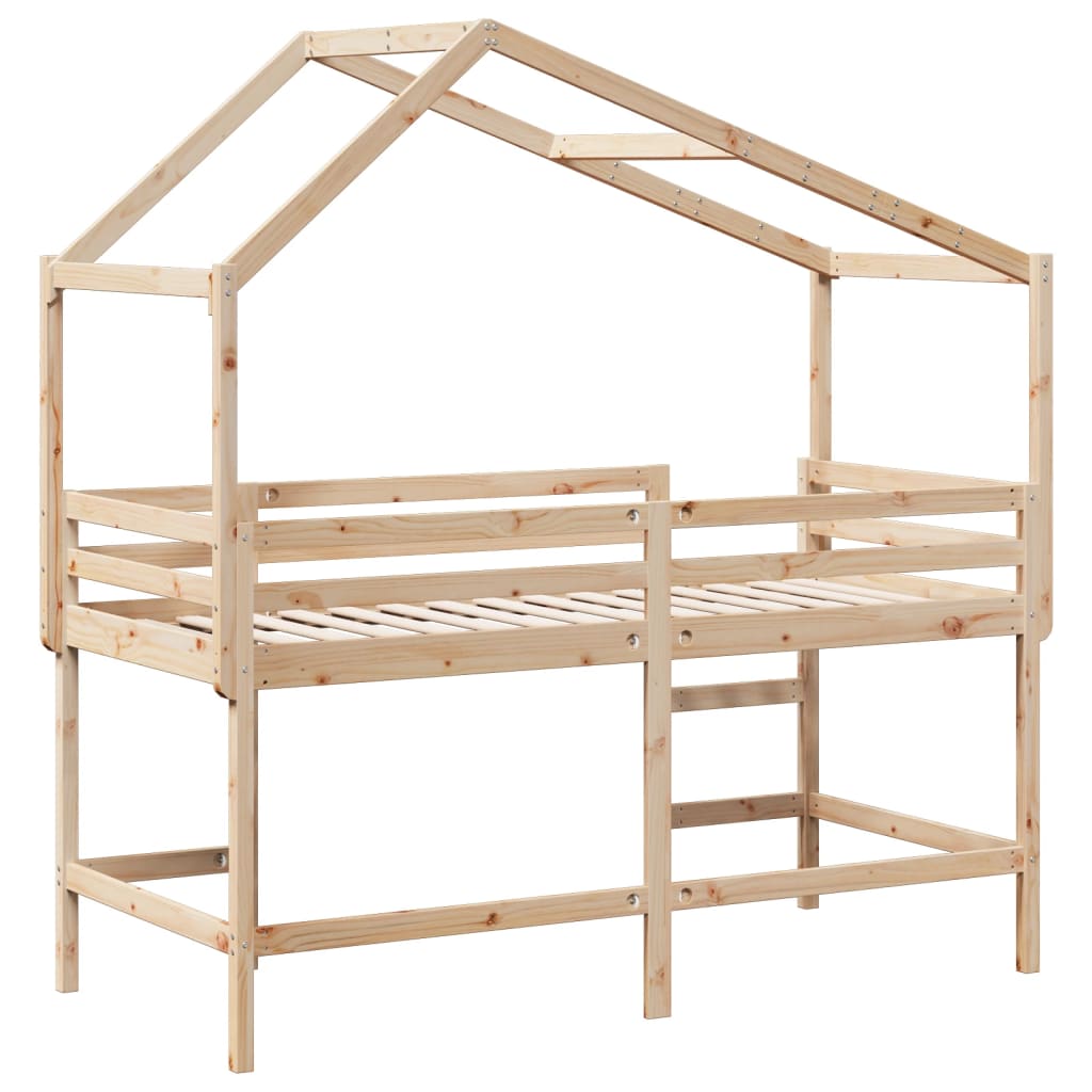 Loft Bed with Ladder and Roof without Mattress 90x190 cm Single