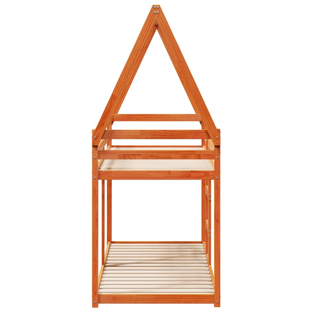 Bunk Bed without Mattress Wax Brown 75x190 cm Small Single Solid Wood Pine