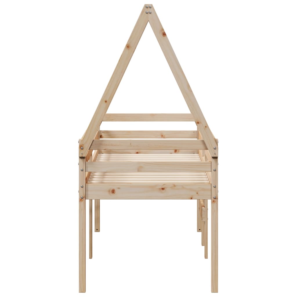 High Sleeper Bed without Mattress 90x200 cm Solid Wood Pine
