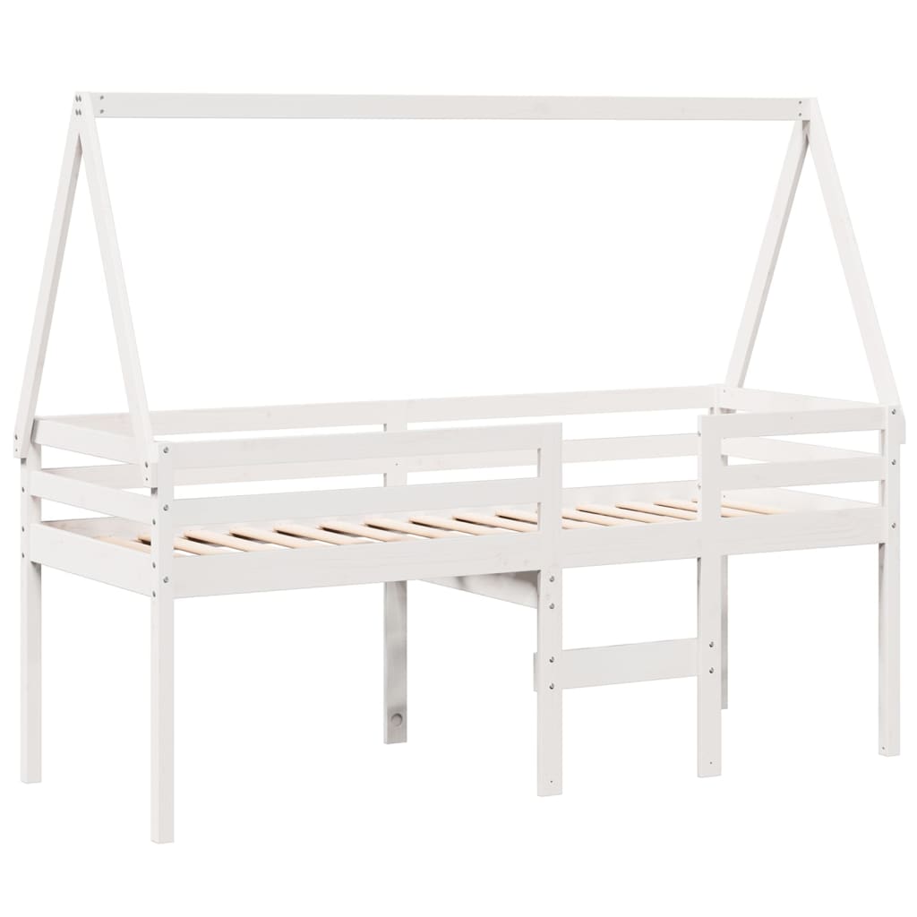 High Sleeper Bed without Mattress White 90x200 cm Solid Wood Pine