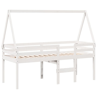 High Sleeper Bed without Mattress White 90x200 cm Solid Wood Pine