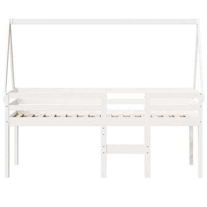 High Sleeper Bed without Mattress White 90x200 cm Solid Wood Pine