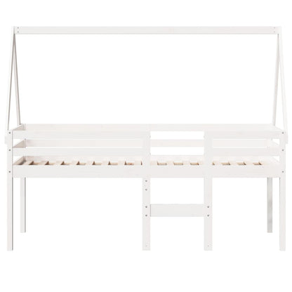 High Sleeper Bed without Mattress White 75x190 cm Small Single Solid Wood Pine