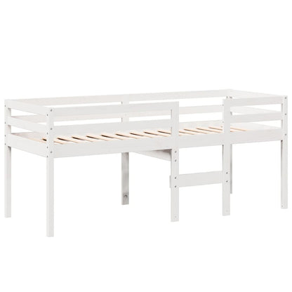 High Sleeper Bed without Mattress White 75x190 cm Small Single Solid Wood Pine