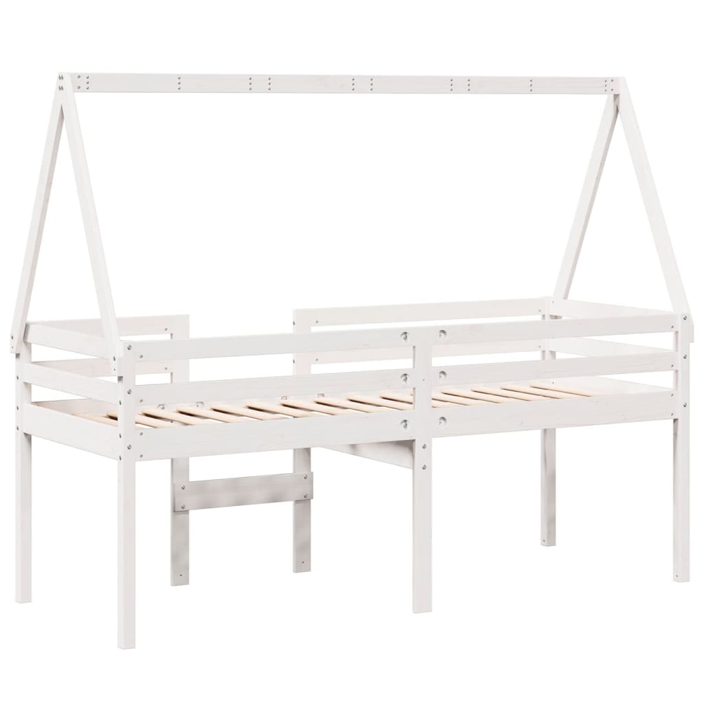 High Sleeper Bed without Mattress White 75x190 cm Small Single Solid Wood Pine