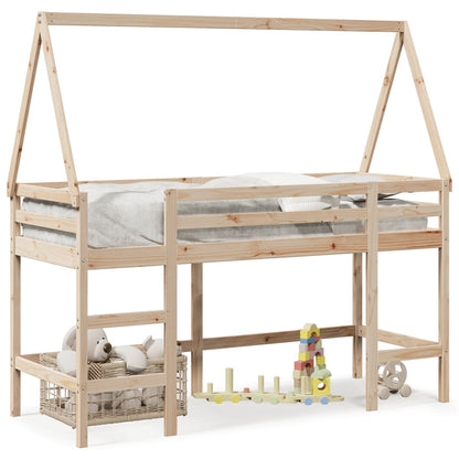 Loft Bed with Ladder and Roof without Mattress 80x200 cm