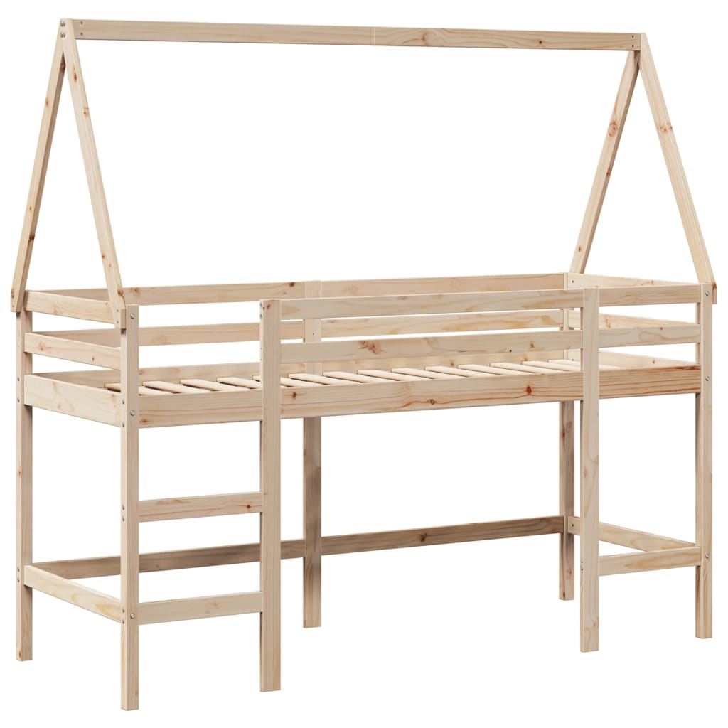 Loft Bed with Ladder and Roof without Mattress 80x200 cm