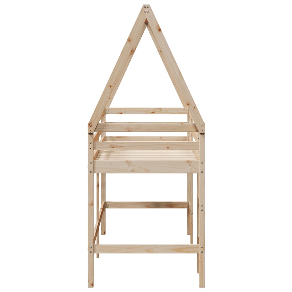 Loft Bed with Ladder and Roof without Mattress 80x200 cm