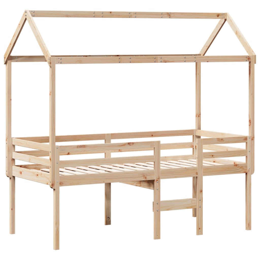 High Sleeper Bed without Mattress 90x200 cm Solid Wood Pine