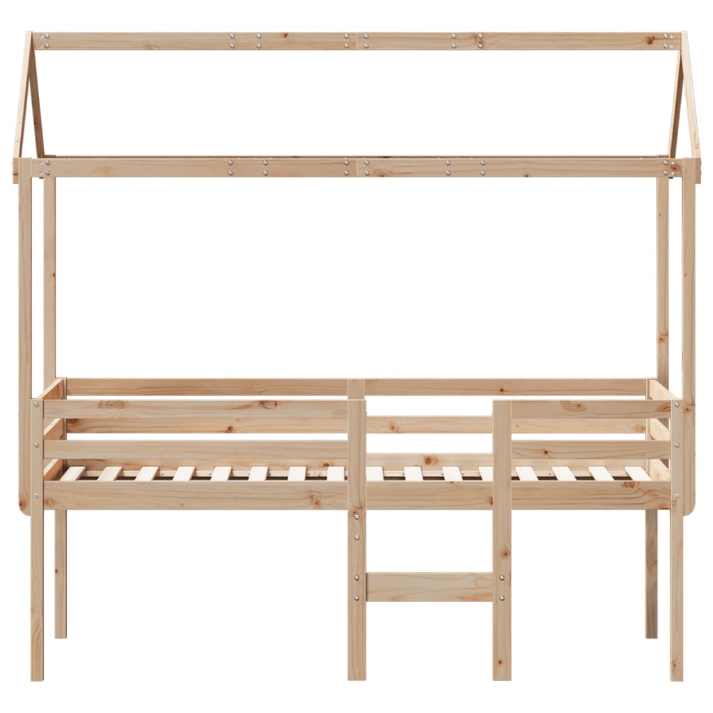 High Sleeper Bed without Mattress 90x190 cm Single Solid Wood Pine