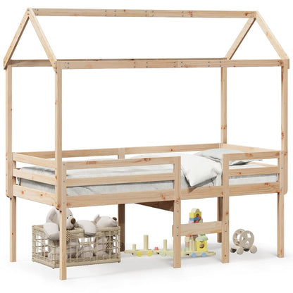 High Sleeper Bed without Mattress 75x190 cm Small Single Solid Wood Pine