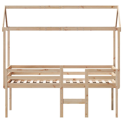 High Sleeper Bed without Mattress 75x190 cm Small Single Solid Wood Pine