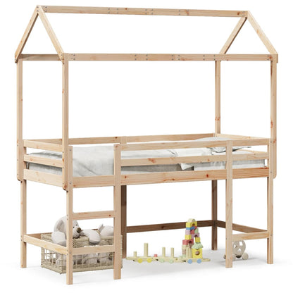 Loft Bed with Ladder and Roof without Mattress 90x190 cm Single