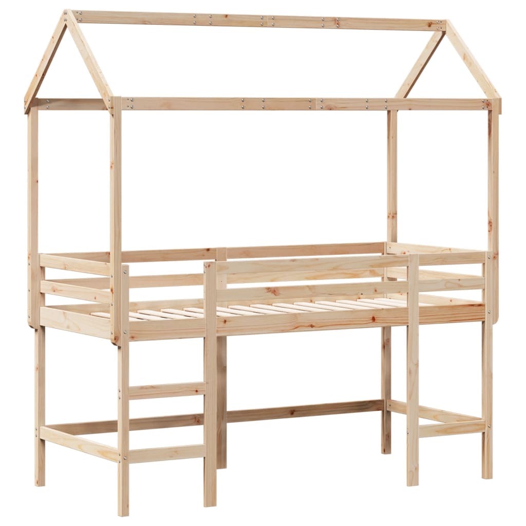 Loft Bed with Ladder and Roof without Mattress 90x190 cm Single