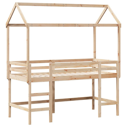 Loft Bed with Ladder and Roof without Mattress 90x190 cm Single