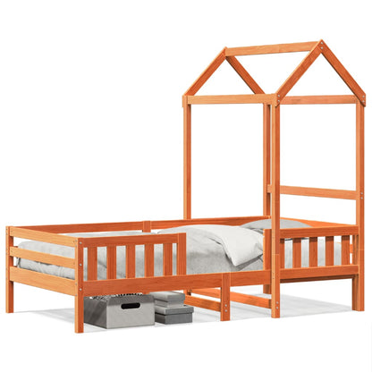 Bed Frame with Roof without Mattress Wax Brown 100x200 cm