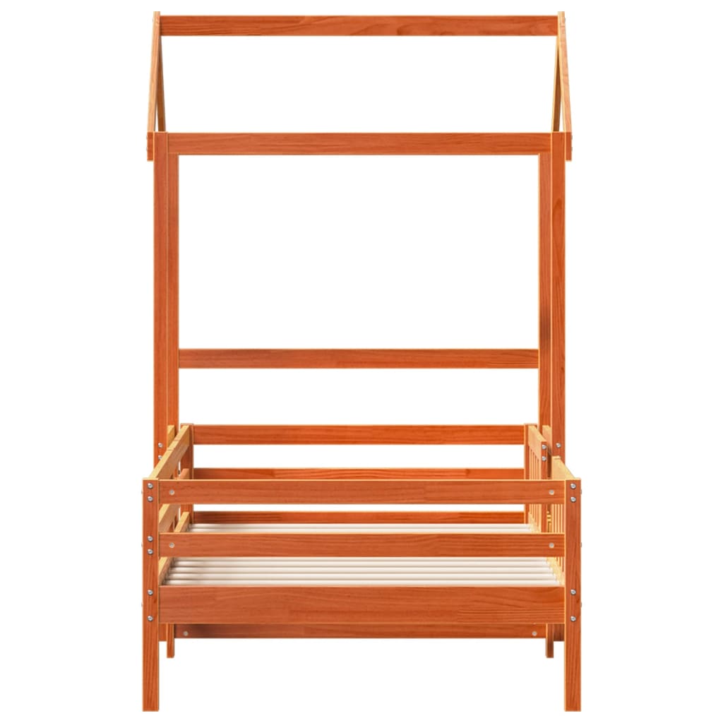 Bed Frame with Roof without Mattress Wax Brown 100x200 cm