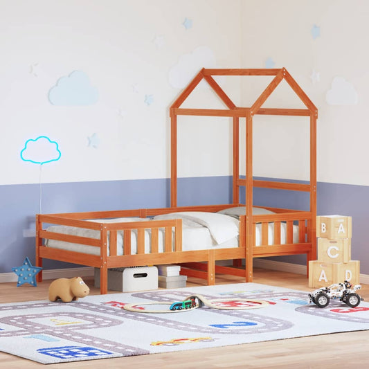 Bed Frame with Roof without Mattress Wax Brown 100x200 cm