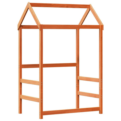 Bed and Bench Set with Roof without Mattress Wax Brown 90x200 cm