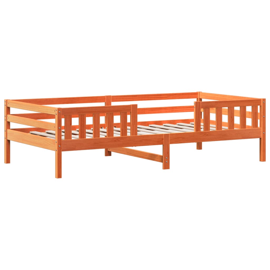 Bed and Bench Set with Roof without Mattress Wax Brown 90x200 cm
