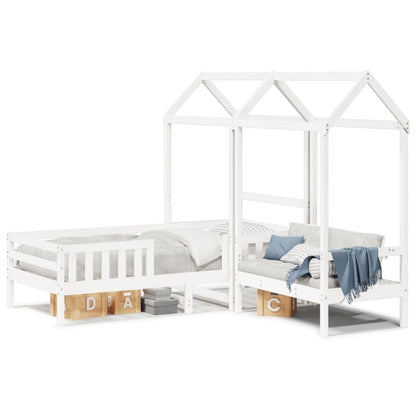 Bed and Bench Set with Roof without Mattress White 80x200 cm