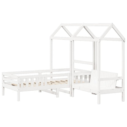 Bed and Bench Set with Roof without Mattress White 80x200 cm