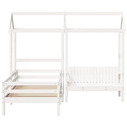Bed and Bench Set with Roof without Mattress White 80x200 cm