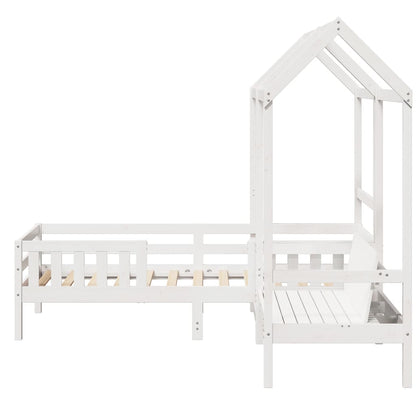 Bed and Bench Set with Roof without Mattress White 80x200 cm