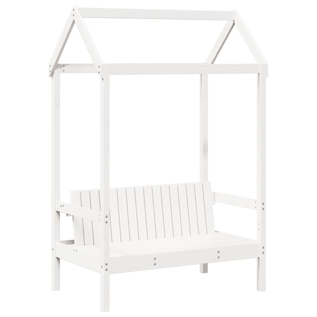 Bed and Bench Set with Roof without Mattress White 75x190 cm Small Single