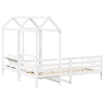 Day Bed and Bench Set with Roof without Mattress White 80x200 cm
