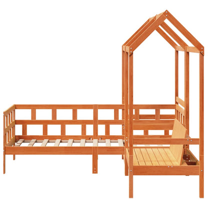 Day Bed Set with Roof without Mattress Wax Brown 80x200 cm