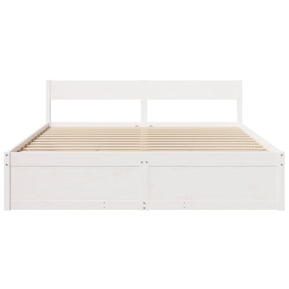 Bed Frame without Mattress White 200x200 cm Solid Wood Pine