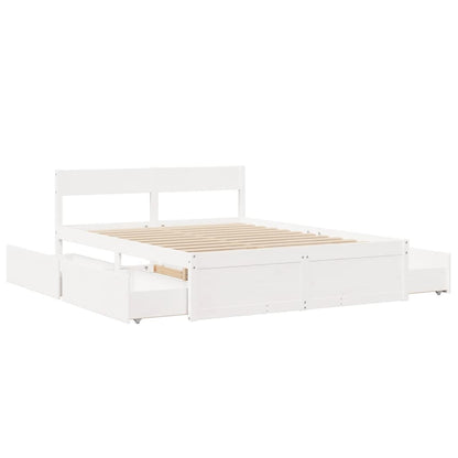 Bed Frame without Mattress White 160x200 cm Solid Wood Pine