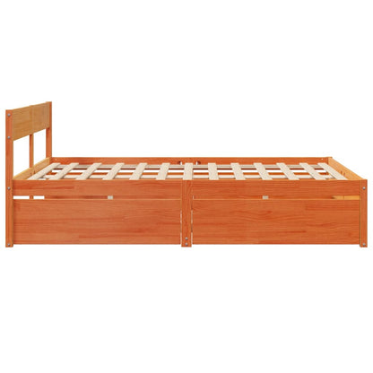 Bed Frame without Mattress Wax Brown 160x200 cm Solid Wood Pine