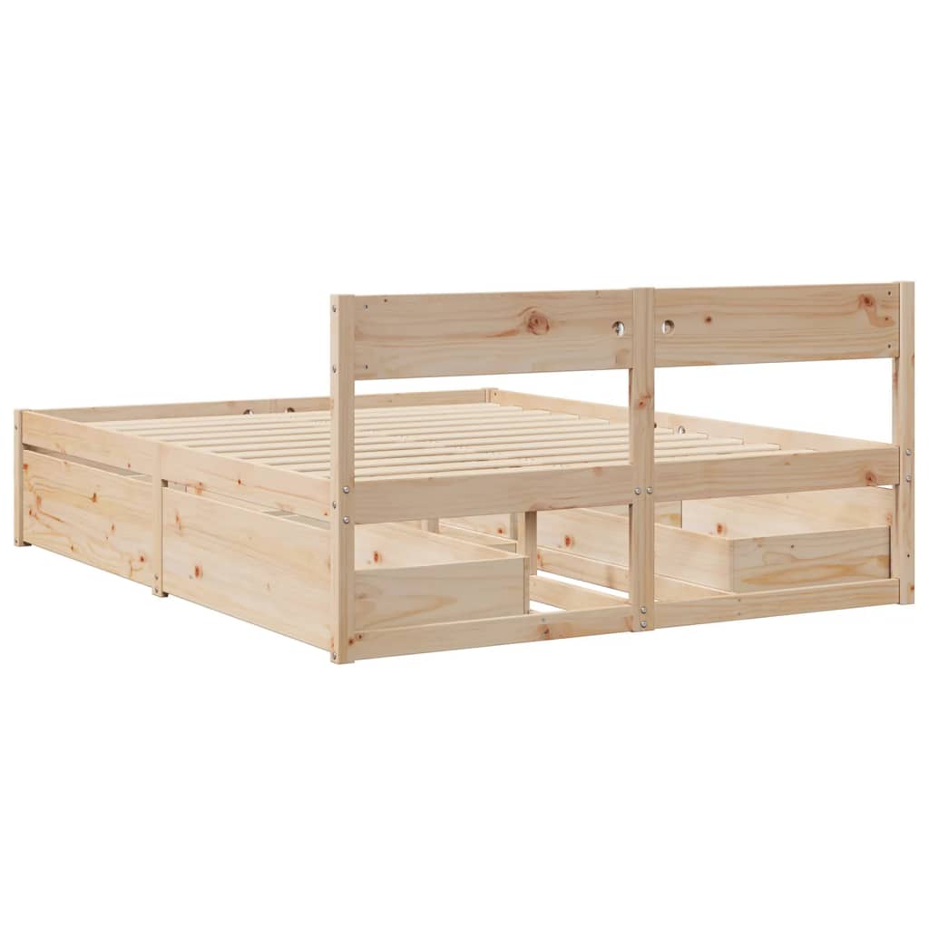 Bed Frame without Mattress 150x200 cm King Size Solid Wood Pine