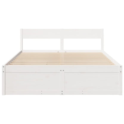Bed Frame without Mattress White 150x200 cm King Size Solid Wood Pine