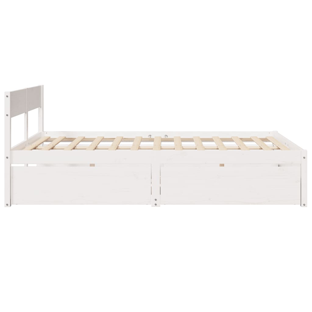 Bed Frame without Mattress White 150x200 cm King Size Solid Wood Pine