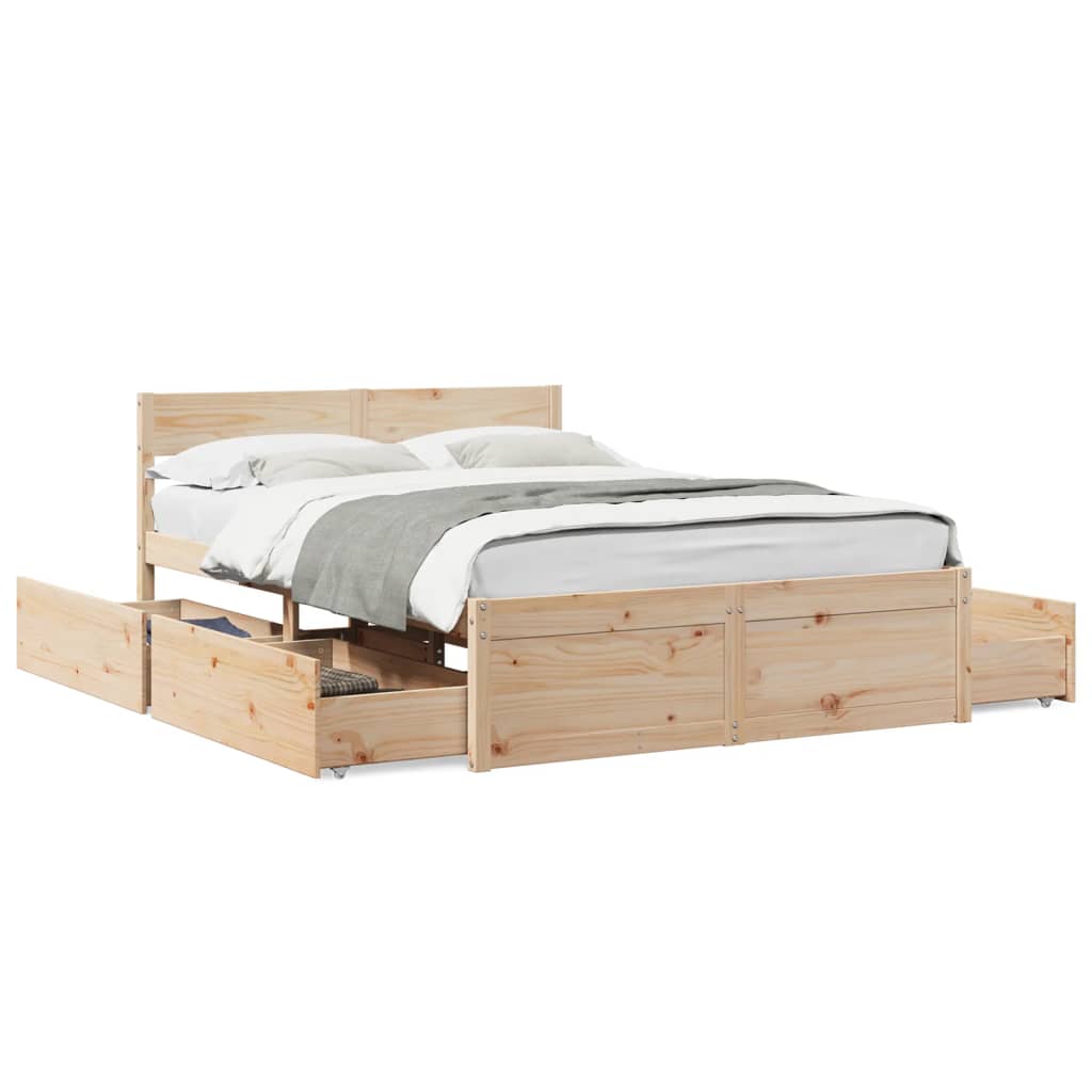 Bed Frame without Mattress 140x190 cm Solid Wood Pine