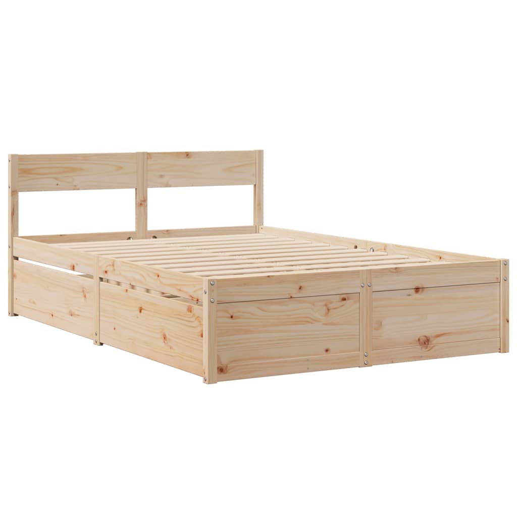 Bed Frame without Mattress 140x190 cm Solid Wood Pine