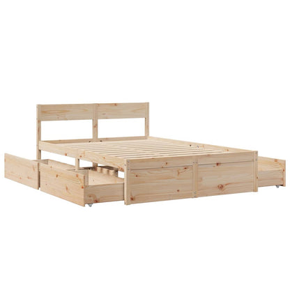 Bed Frame without Mattress 140x190 cm Solid Wood Pine